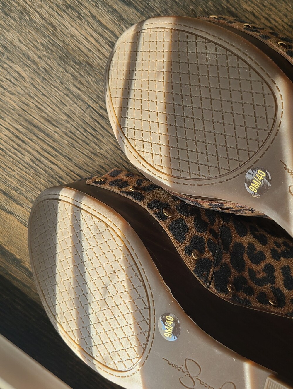 Jessica Simpson Tymina studded leopard print suede wedge sandals - Size 9 - Picture 10 of 16